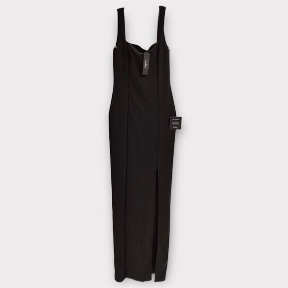 Lulus Inspiring Allure Black Square Neck Column Maxi Dress Size M NWT - Picture 9 of 13